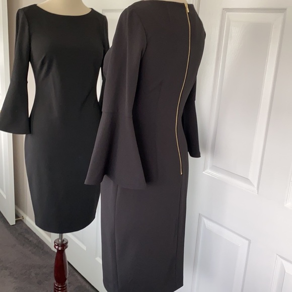 Size 4 Calvin Klein Bell Sleeve Dress - Picture 3 of 7